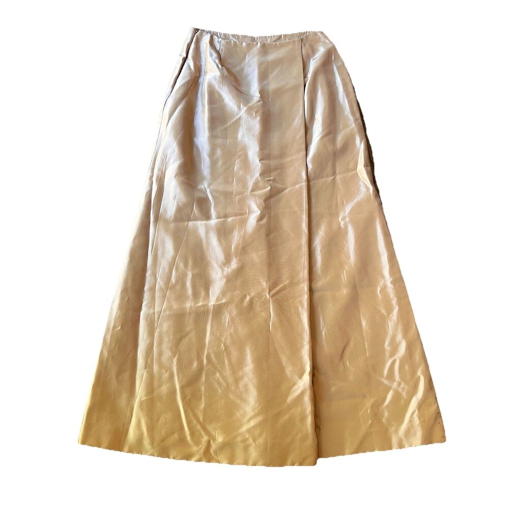 Carmen Marc Valvo Faux Wrap Maxi Skirt 10 Gold Shimmery Cocktail